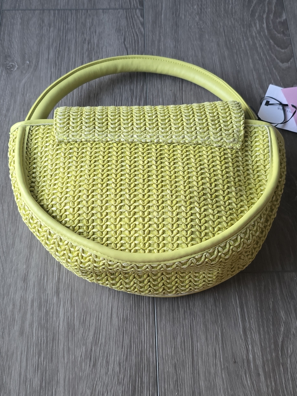 Future Collective Lime Green Woven Top Handle Bag NWT Statement Purse - Picture 6 of 9